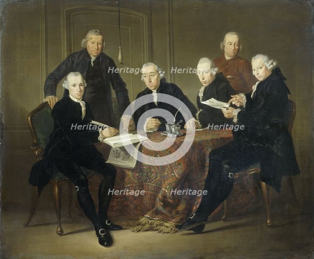 The Four Regents, the Secretary and the House Father of the Lepers' House of Amsterdam, 1773, 1773. Creator: Jacobus Luberti Augustini.