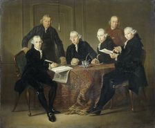 The Four Regents, the Secretary and the House Father of the Lepers House of Amsterdam, 1773, 1773. Creator: Jacobus Luberti Augustini