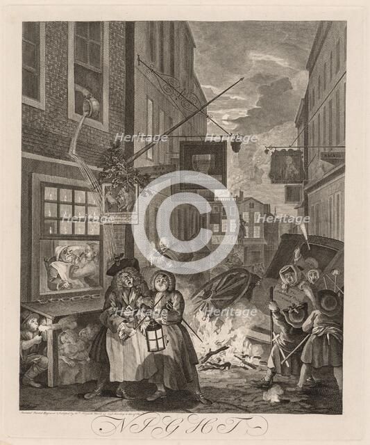 The Four Times of Day: Night, 1738. Creator: William Hogarth (British, 1697-1764).