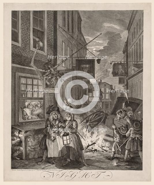 The Four Times of Day: Night, 1738. Creator: William Hogarth (British, 1697-1764).