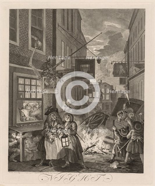 The Four Times of Day: Night, 1738. Creator: William Hogarth (British, 1697-1764).