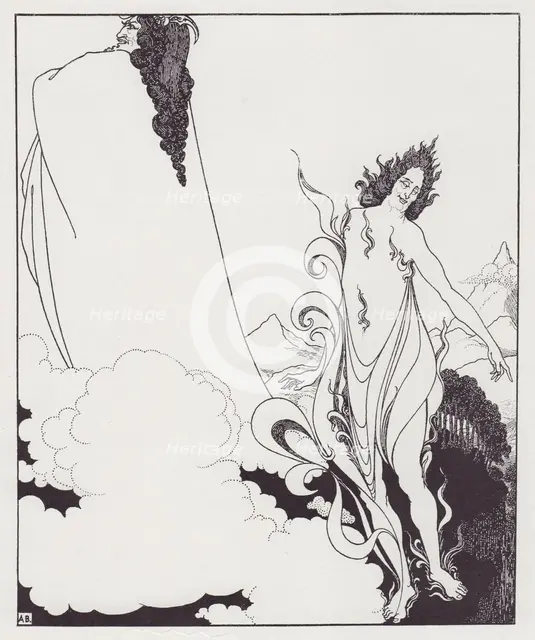 The Fourth Tableau of Das Rheingold, from The Savoy No. 6, 1896. Creator: Aubrey Beardsley.