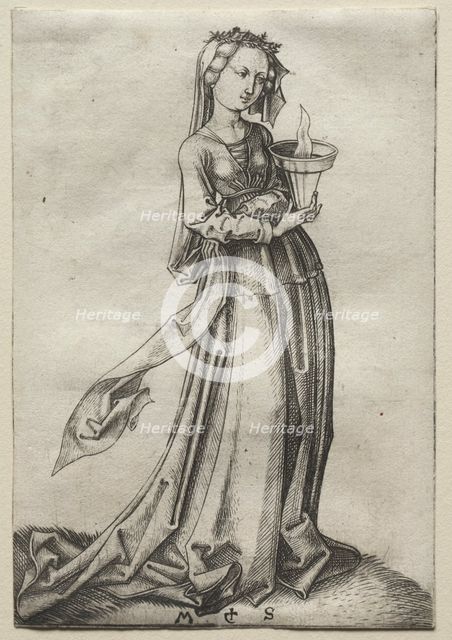 The Fourth Wise Virgin. Creator: Martin Schongauer (German, c.1450-1491).