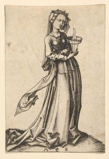 The Fourth Wise Virgin, from the series The Wise and Foolish Virgins, ca. 1435-1491. Creator: Martin Schongauer
