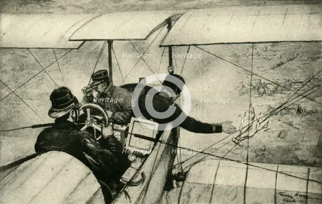'The Fourth Arm in the Great War: French Air-scouts at work', First World War, 1914-1918, (c1920). Creator: Georges Bertin Scott.