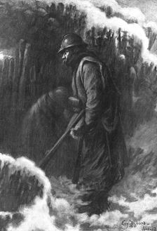 The Fourth Division; The Lookouts in a small observation post, 1917. Creator: Unknown
