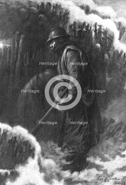 The Fourth Division; The Lookouts in a small observation post, 1917. Creator: Unknown.