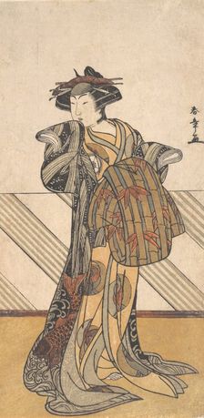 The Fourth Iwai Hanshiro as a Courtesan Dressed in a Pink Kimono, ca. 1778. Creator: Shunsho