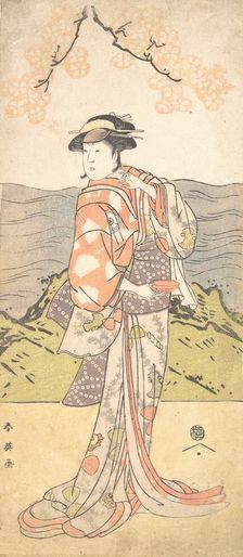 The Fourth Iwai Hanshiro as a Woman Standing Beneath a Cherry Tree, ca. 1792? Creator: Katsukawa Shun'ei