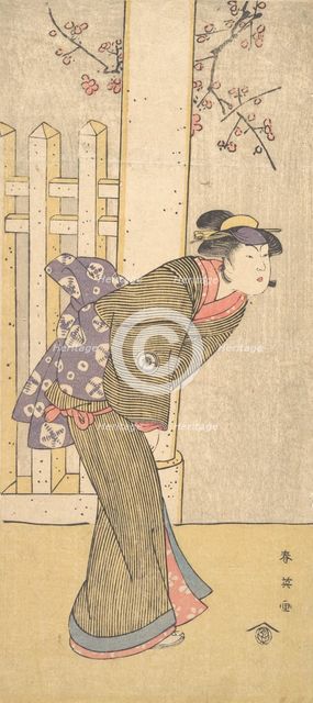 The Fourth Iwai Hanshiro as a Woman Standing under a Torii, ca. 1791? Creator: Katsukawa Shun'ei.