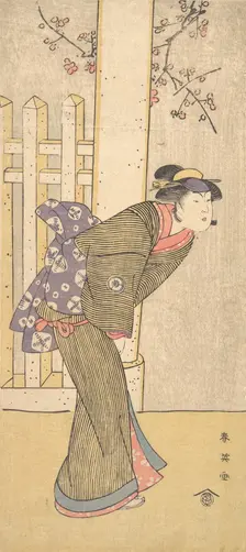 The Fourth Iwai Hanshiro as a Woman Standing under a Torii, ca. 1791? Creator: Katsukawa Shun'ei