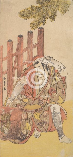 The Fourth Matsumoto Koshiro as an Outlaw Looking at a Wooden Ninsogaki, ca. 1779-83. Creator: Shunsho.