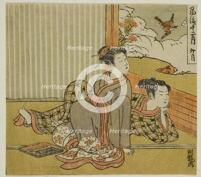 The Fourth Month (Uzuki), from the series "Fashionable Twelve Months (Furyu juni..., c. 1770/72. Creator: Isoda Koryusai.