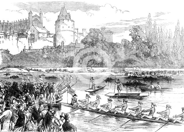 The Fourth of June at Eton: the boats leaving the Brocas for Surley Hall, 1870. Creator: Unknown.