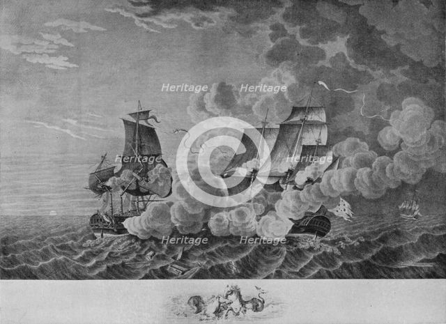 'The 'Fox' and the 'Junon'', c1840. Artist: Francois Jacques Dequevauviller.