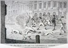 The fox hunt or view holla! from Leadenhall Street 1784. Artist: Anon