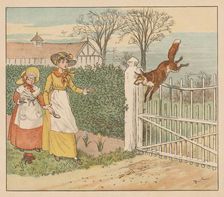 The Fox jumping over the parson's gate, c1883. Creator: Randolph Caldecott