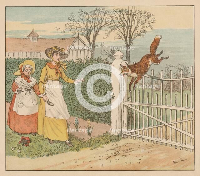 The Fox jumping over the parson's gate, c1883.  Creator: Randolph Caldecott.