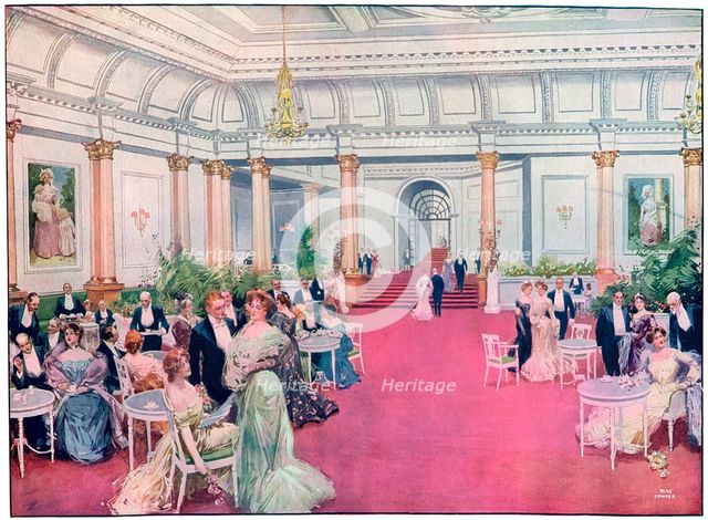 The foyer at the Savoy Restaurant, London, 1905.Artist: Max Cowper