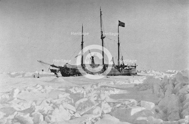 'The Fram in the Ice'. 1895, (1897). Artist: Unknown.