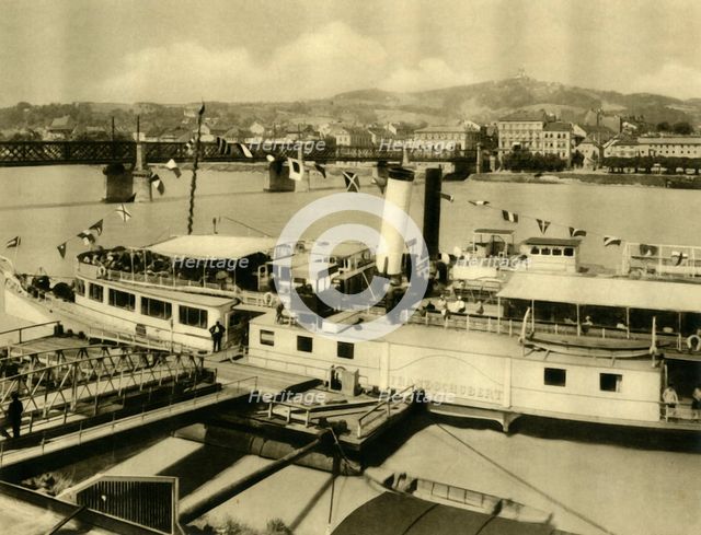 The 'Franz Schubert' steamship on the River Danube, Linz, Upper Austria, c1935. Creator: Unknown.