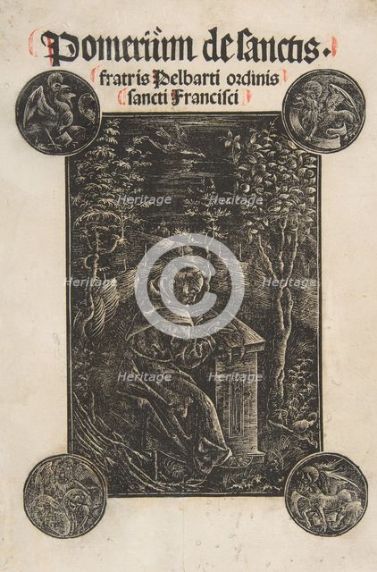 The Franciscan, Pelbart of Temesvar, Studying in a Garden (Schr. 2876), 1502. Creator: Attributed to Daniel Hopfer.