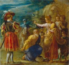 The Frankfurt Altarpiece of the Exaltation of the True Cross: The Questioning..., 1603-1605. Creator: Adam Elsheimer
