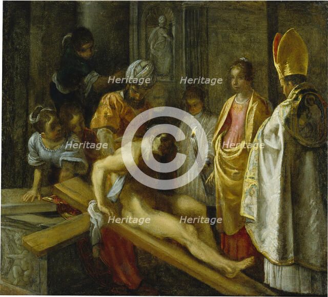 The Frankfurt Altarpiece of the Exaltation of the True Cross: The Testing..., 1603-1605. Creator: Adam Elsheimer.