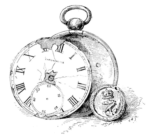 The Franklin Celebration: Franklin relics - uniform-button and broken watch, 1895. Creator: Carl Hentschel.