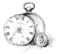 The Franklin Celebration: Franklin relics - uniform-button and broken watch, 1895. Creator: Carl Hentschel