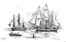 The Franklin Celebration: the Franklin Expedition - H.M.S "Erebus" and "Terror", 1895. Creator: Carl Hentschel