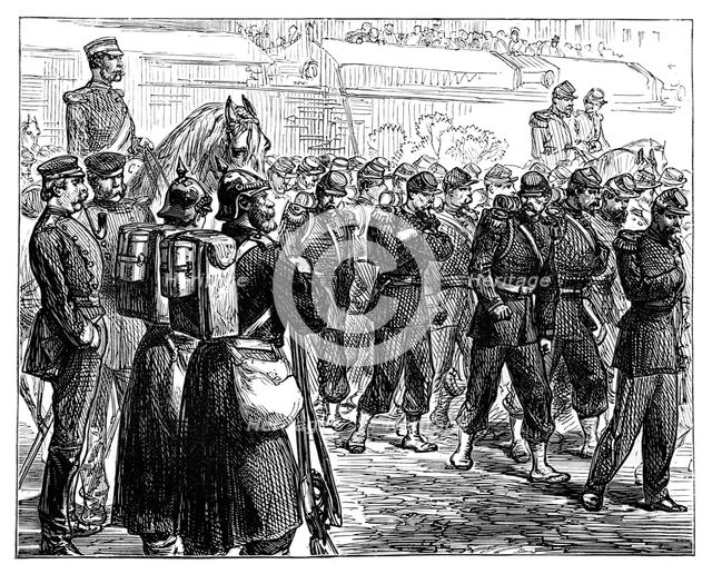 The French Troops leaving Metz, c1870. Artist: Unknown