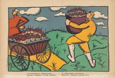 The French allies have a wagon full of defeated Germans and our English brothers have..., c1914. Creator: Kazimir Malevich