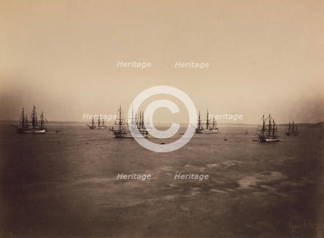 The French and English Fleets, Cherbourg, August 1858. Creator: Gustave Le Gray.
