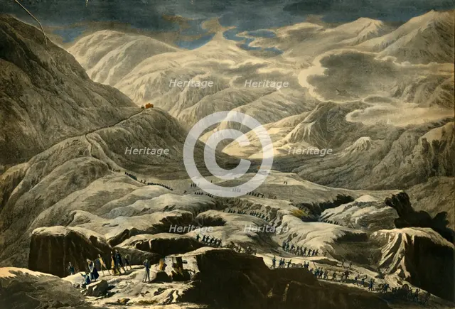 The French army crossing the St Bernard Pass, c1796, (1921). Creator: Francois Aubertin.
