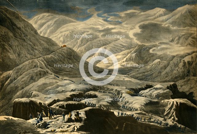 The French army crossing the St Bernard Pass, c1796, (1921). Creator: Francois Aubertin.
