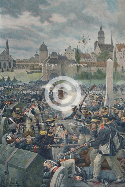 'The French Army Leaving Leipsic', 1813, (1896).  Artist: Unknown.