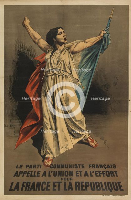 The French Communist Party calls to the union and effort for France and the Republic, 1946. Creator: Gill, André, (after) (1840-1885).