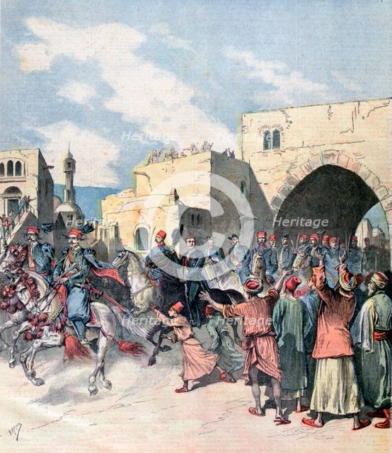 The French consul arrives in Bethlehem during Christmas festivities, 1892. Artist: Henri Meyer