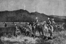 The French Expedition to Tunis: outpost of Chasseurs d'Afrique watching the signal fires..., 1881. Creator: Unknown