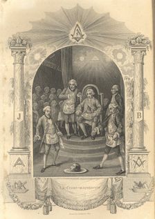 The French Freemasons ceremony, 1844. Artist: Anonymous