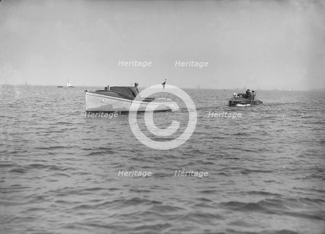 The French hydroplane 'Despujols I' being towed, 1913. Creator: Kirk & Sons of Cowes.
