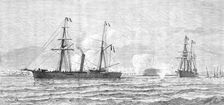 The French in Tunis: bombardment of Sfax by the French gun-boats, 1881. Creator: Unknown