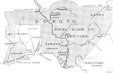 The French in West Africa: map with shaded portion denoting the sphere of British influence, 1898. Creator: Carl Hentschel