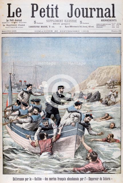 The French Linois Class cruiser 'Galilee' saving french sailors, 1903. Artist: Unknown