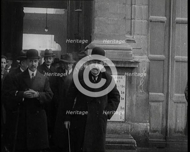The French Prime Minister Aristide Briand Standing Outside with a Group of Male Civilians..., 1926. Creator: British Pathe Ltd.