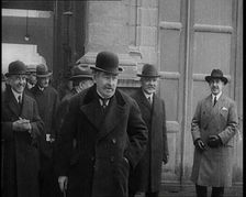 The French Prime Minister Aristide Briand Standing Outside with a Group of Male Civilians..., 1926. Creator: British Pathe Ltd
