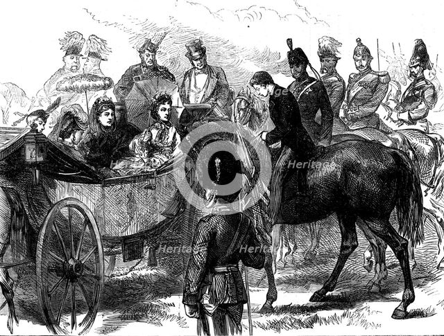 The French Prince Imperial at the Queen's Review, in Bushey Park, 1871. Creator: Unknown.