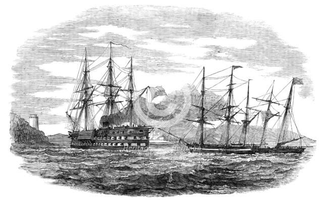 The French Screw Steamer "Charlemagne" passing the Castles of Europe and Asia, 1854. Creator: Unknown.