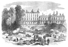 The French Siege of Paris: troops encamped at the Palace of St. Cloud, 1871. Creator: Unknown